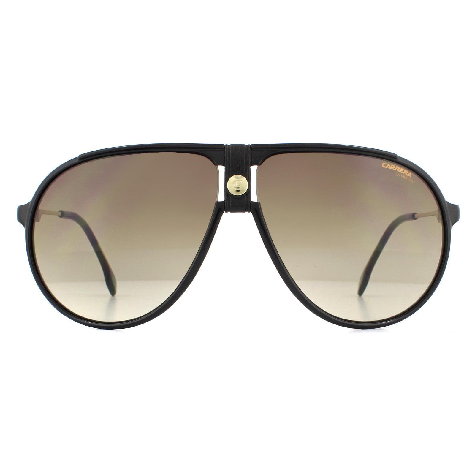 Carrera Aviator Mens Black Brown Gradient Sunglasses 1/4