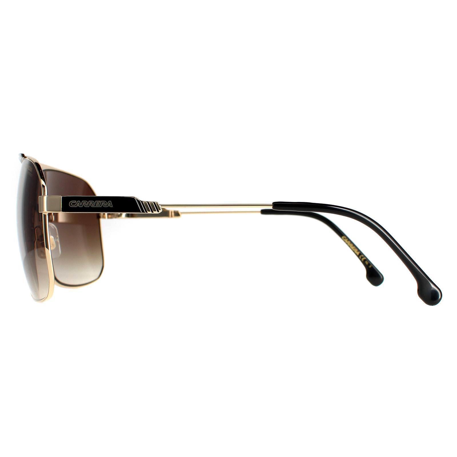 Carrera Rectangle Mens Black Gold Brown Gradient Sunglasses 3/4