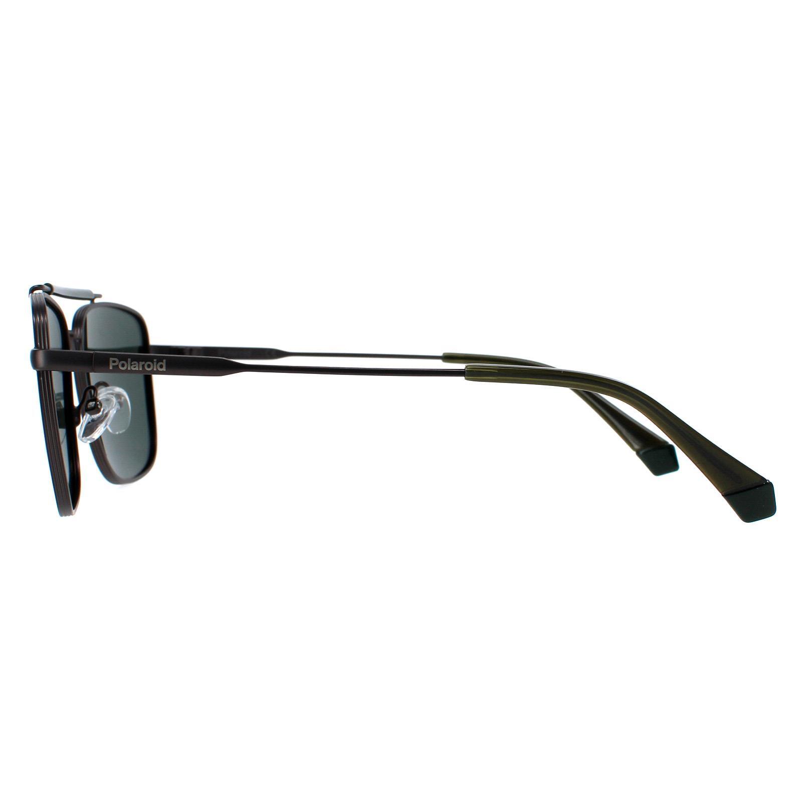 Polaroid Rectangle Mens Matte Dark Ruthenium Green Polarized Sunglasses 3/4