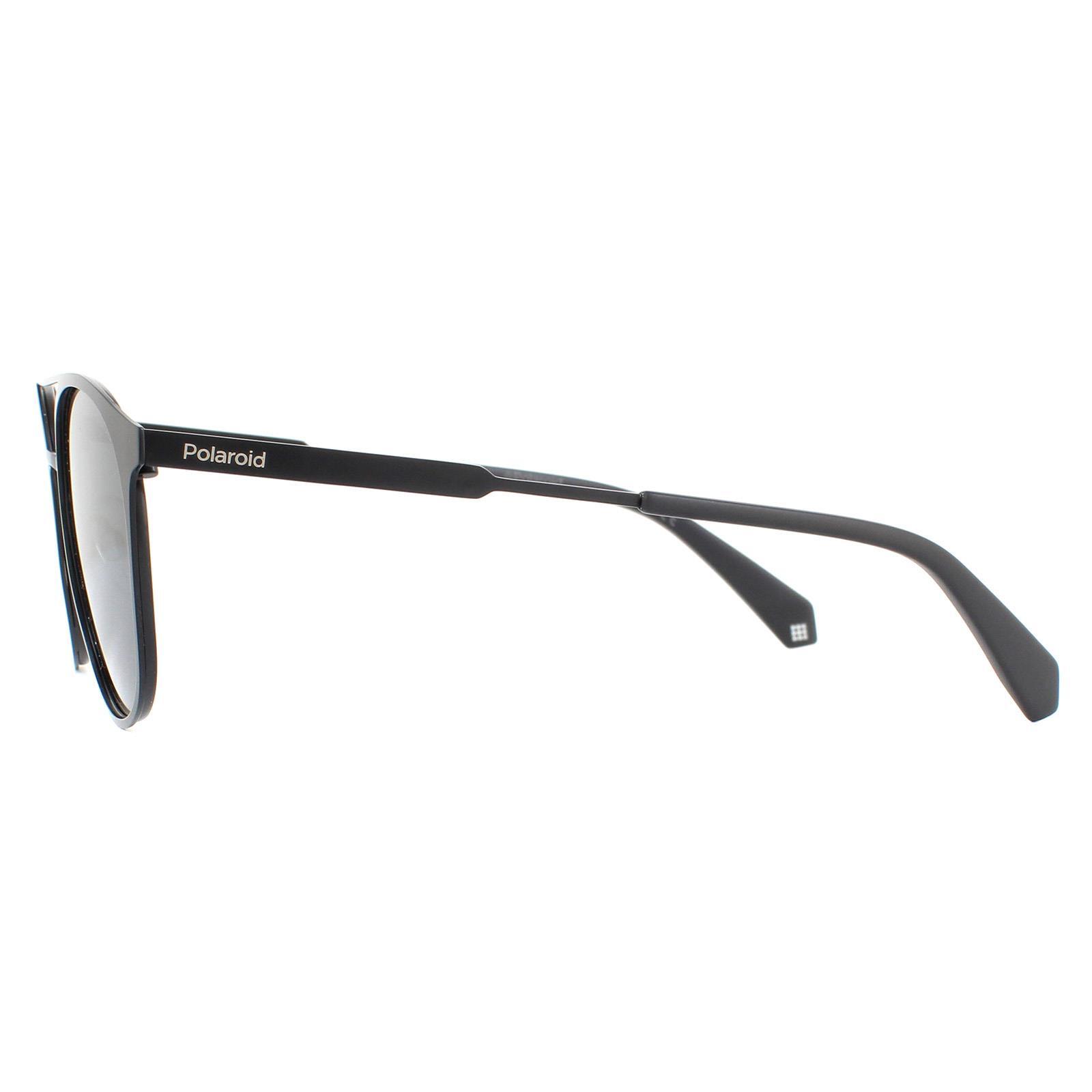 Lunettes de soleil Polaroid rondes unisexes noires grises polarisées 3/4