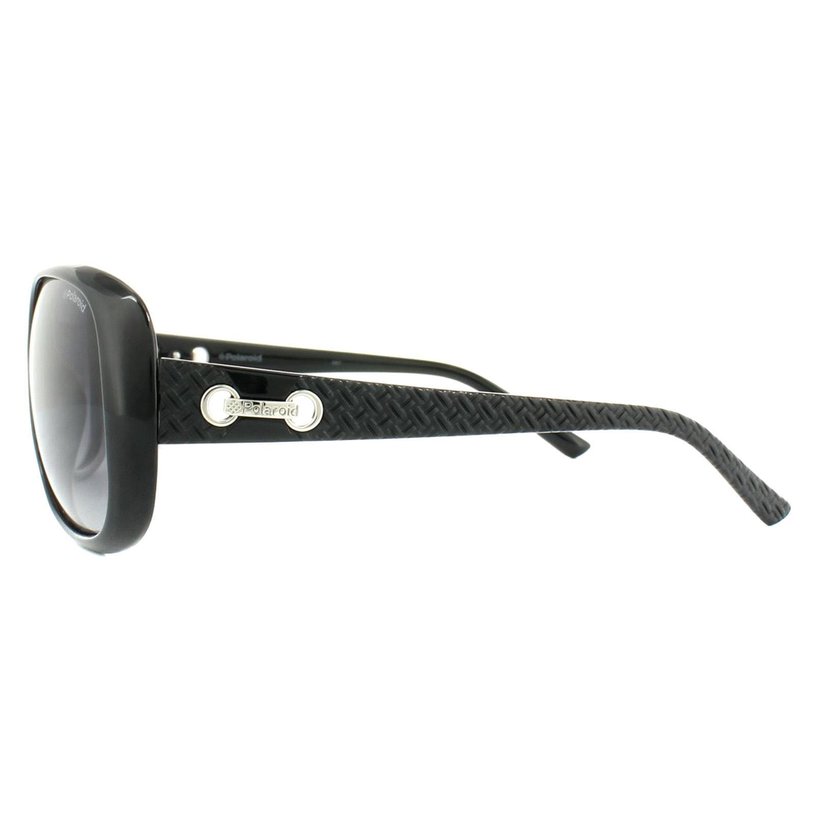 Polaroid Butterfly Womens Black Grey Gradient Polarized Sunglasses 3/4