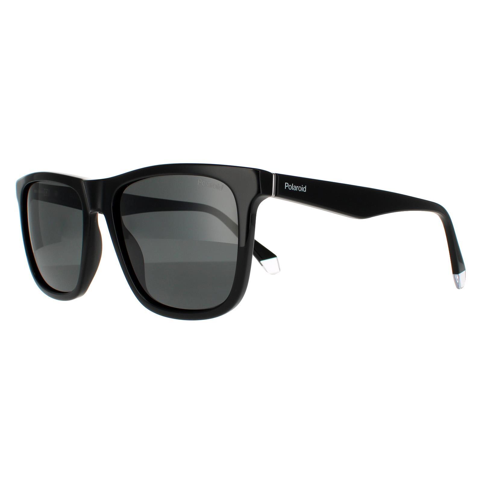 Polaroid Square Unisex Black Grey Polarized Sunglasses 2/4