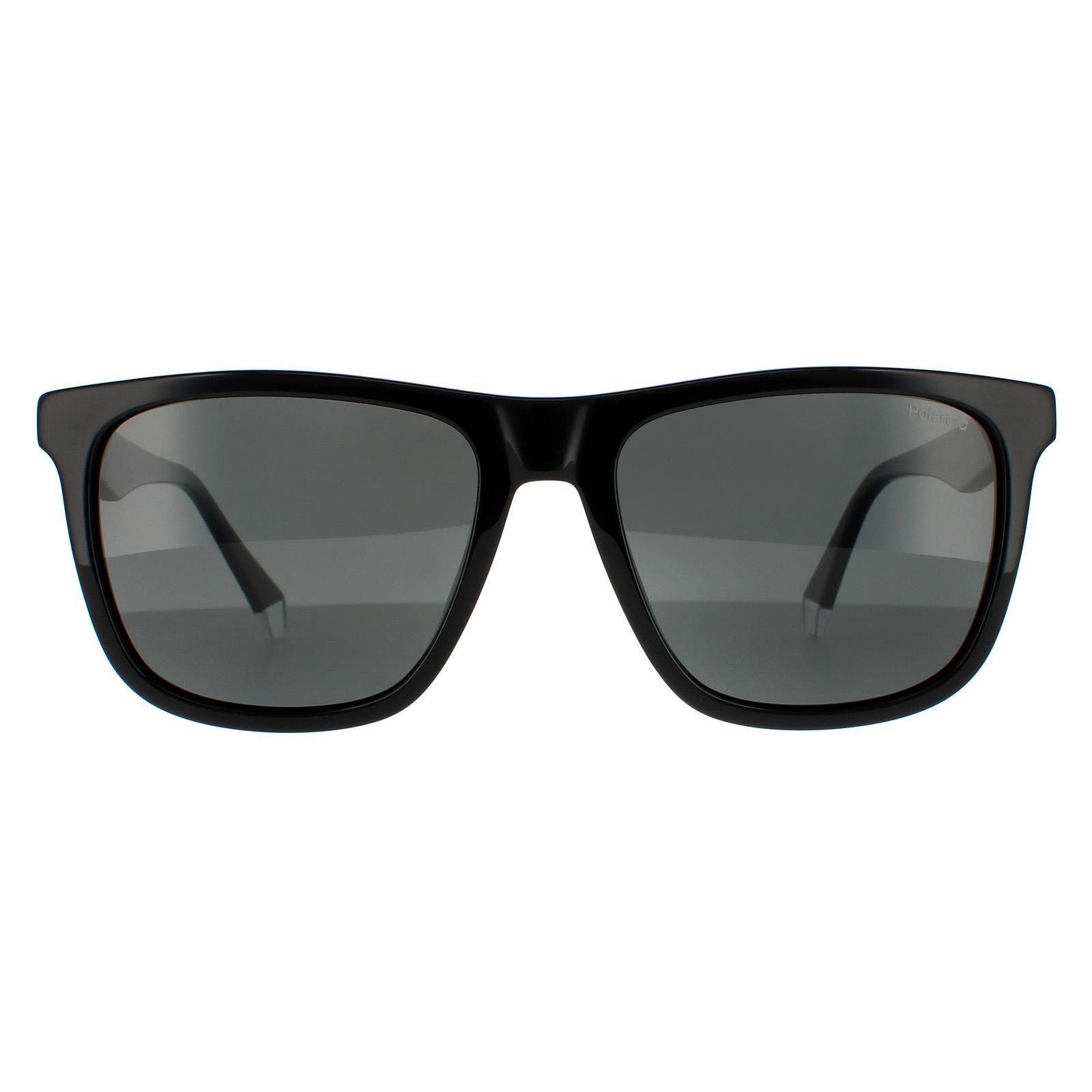 POLAROID Polaroid Square Unisex Black Grey Polarized Sunglasses