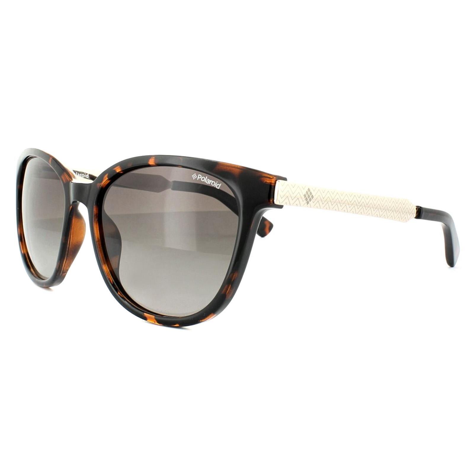 Polaroid Cat Eye Womens Havana Gold Brown Polarized Sunglasses 2/4