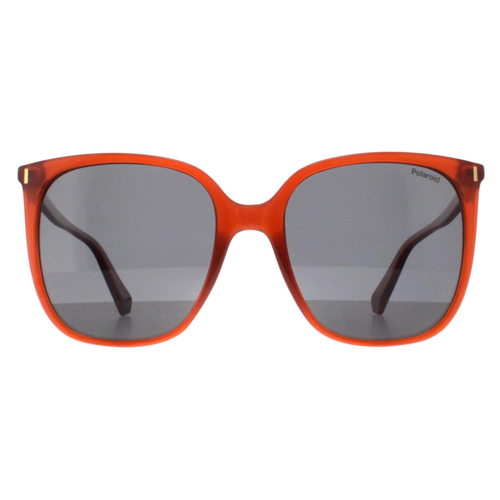 POLAROID Polaroid Square Womens Orange Grey Polarized PLD 6218/S