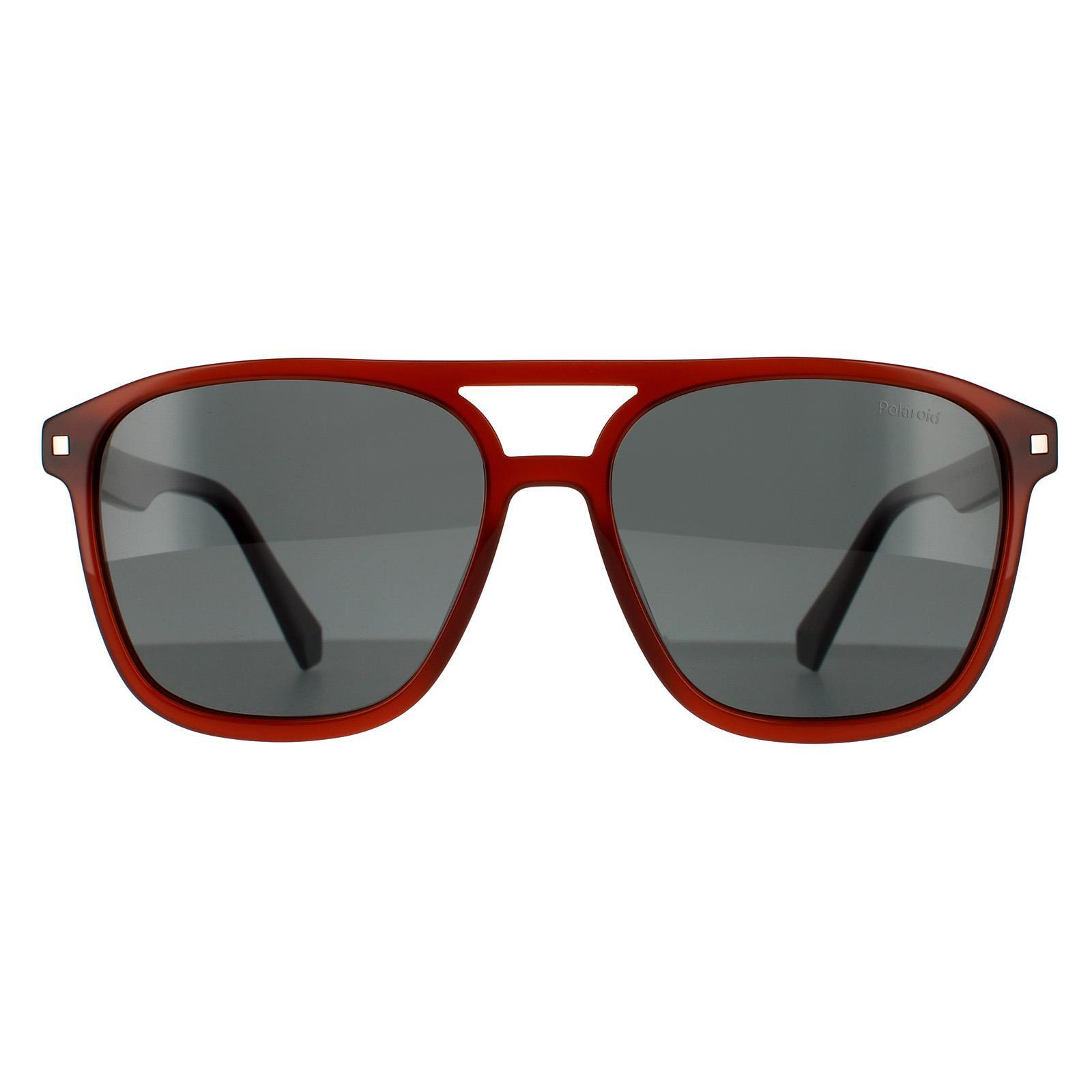 Polaroid Aviator Mens Brown Grey Polarized Sunglasses 1/4