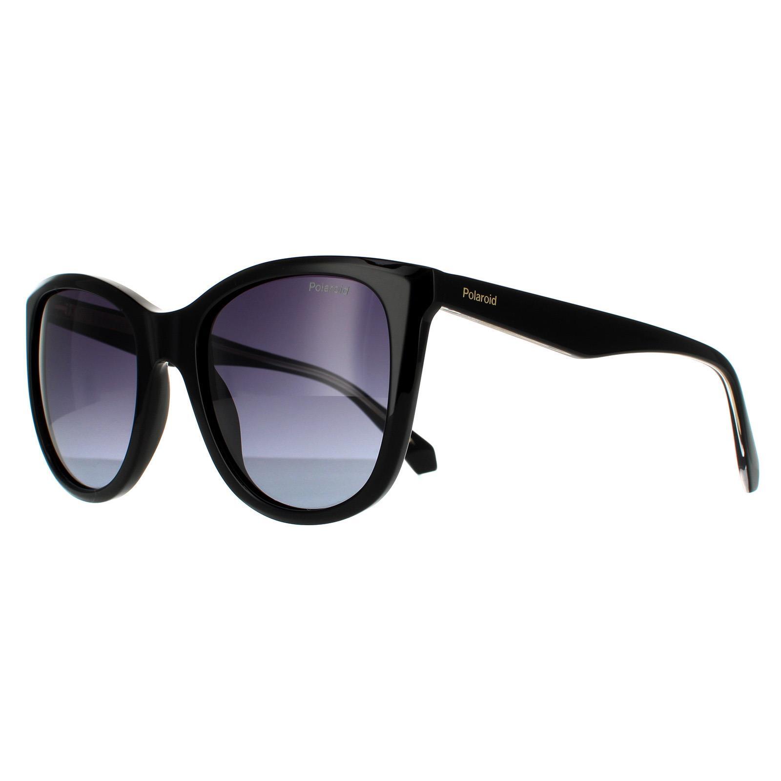 Polaroid Square Womens Black Grey Gradient Polarized Sunglasses 2/4