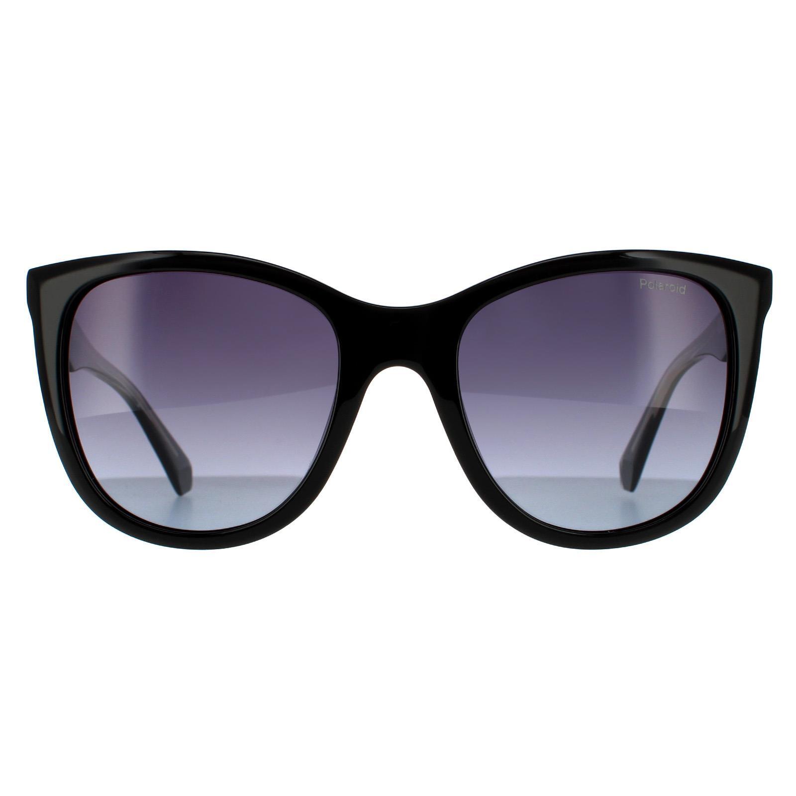 Polaroid Square Womens Black Grey Gradient Polarized Sunglasses 1/4