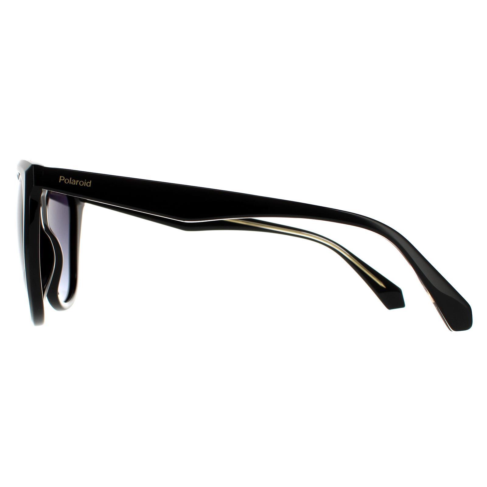 Polaroid Square Womens Black Grey Gradient Polarized Sunglasses 3/4