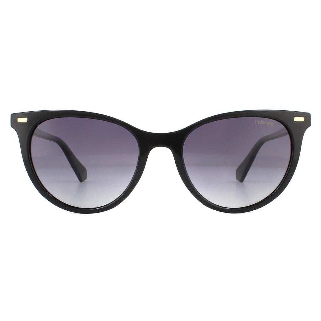 Polaroid Cat Eye Womens Black Grey Grey Gradient Polarized Sunglasses