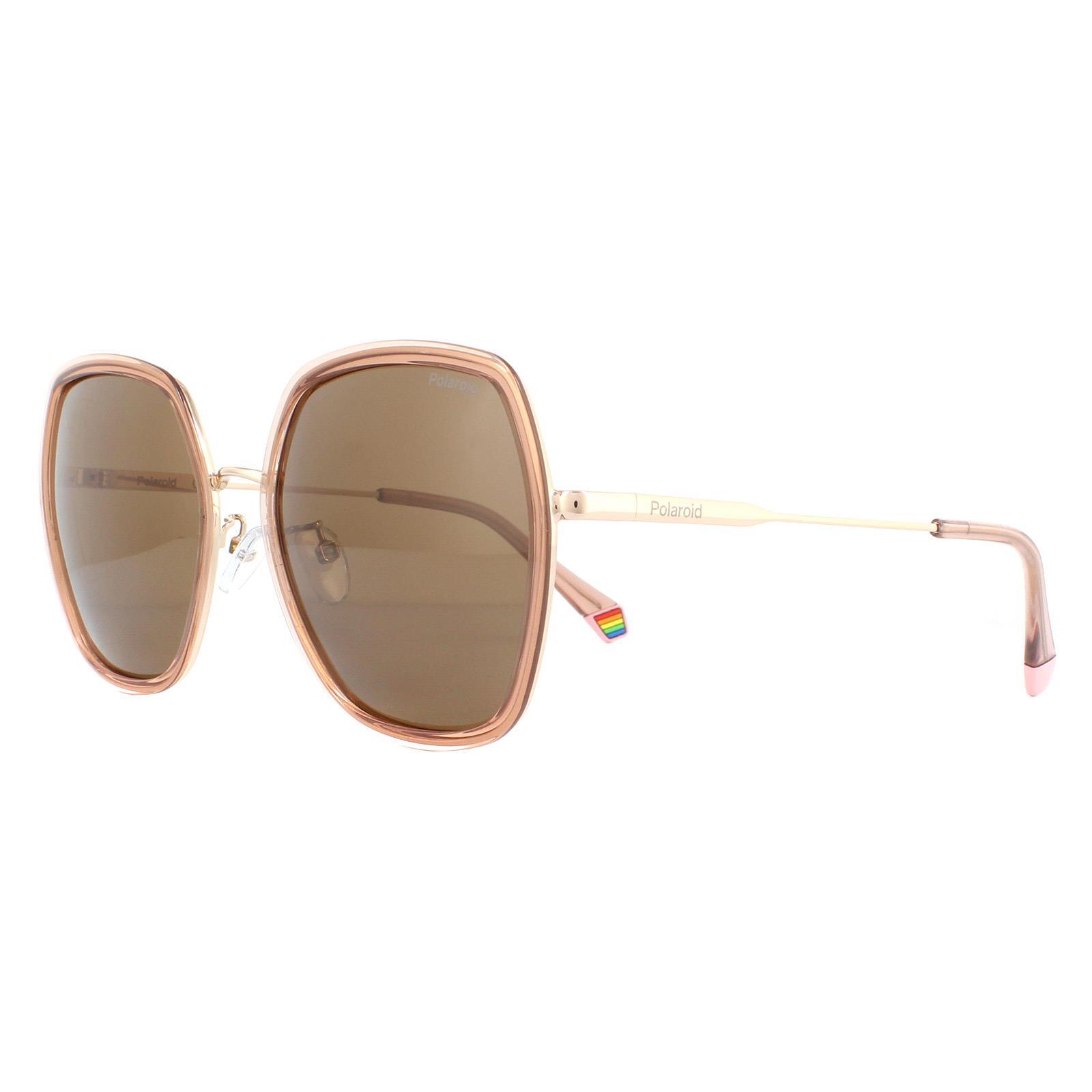 Polaroid Square Womens Pink Bronze Polarized Sunglasses 2/4