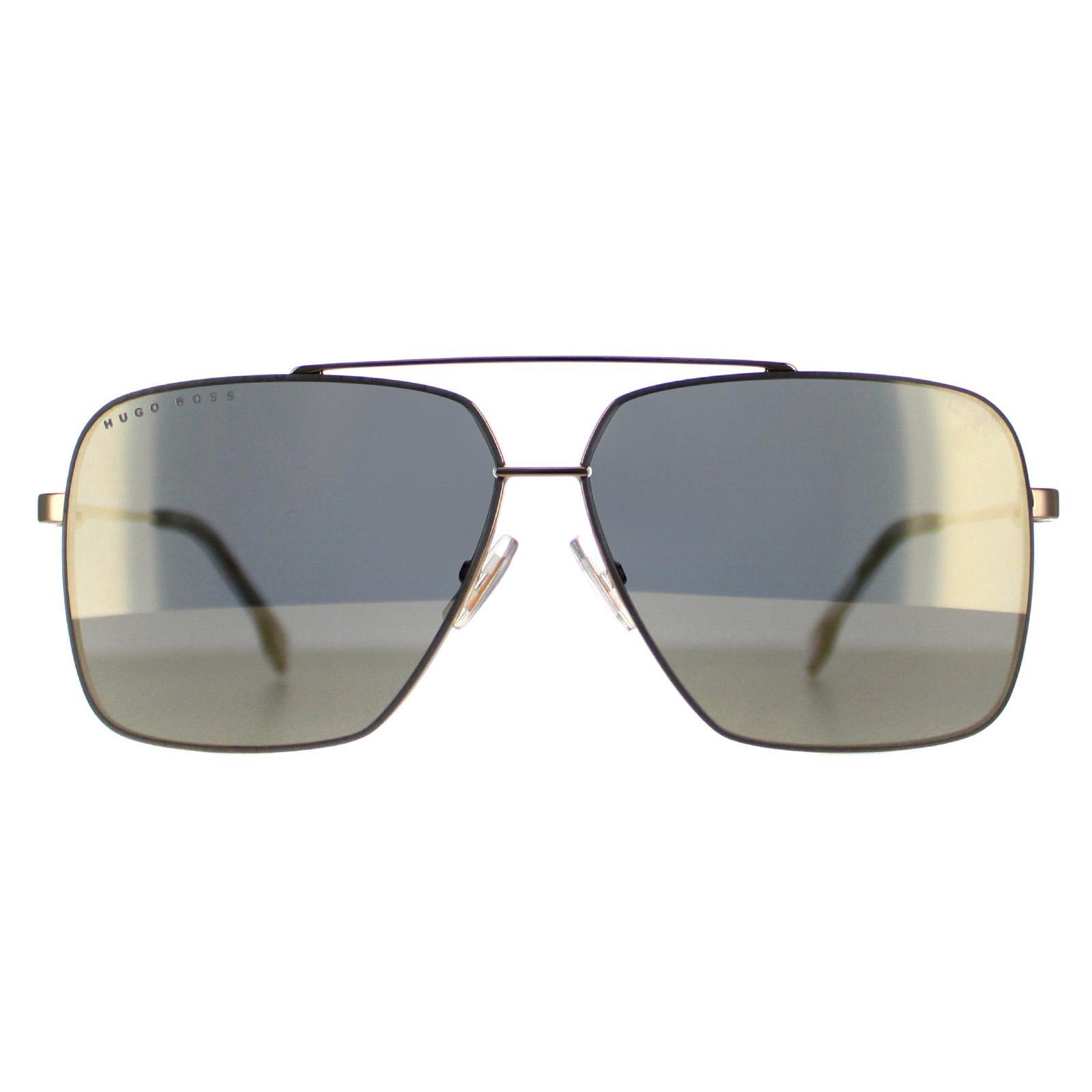 HUGO BOSS Hugo Boss Aviator Mens Gold Grey Ivory Mirror BOSS 1325/S