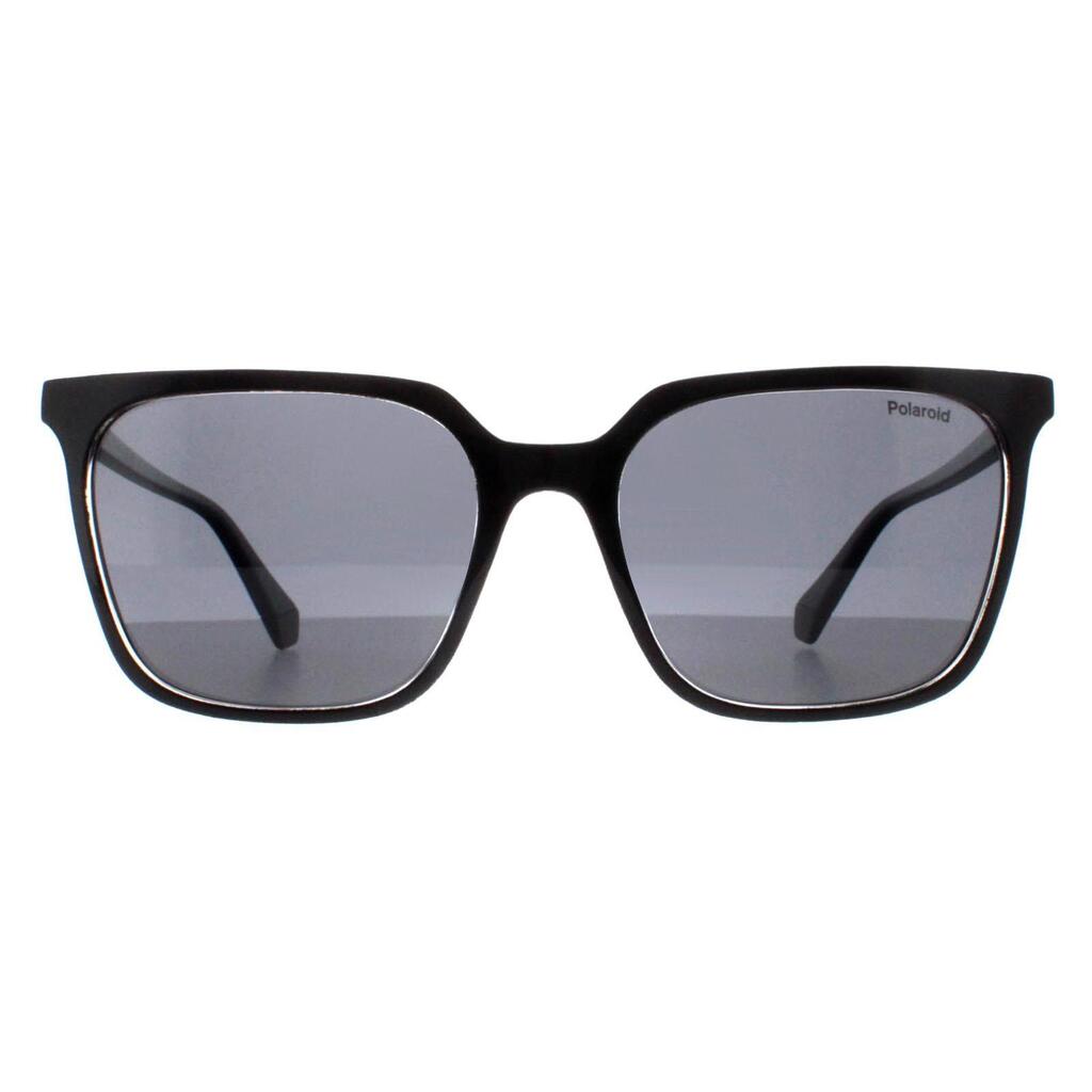 Polaroid Rectangle Womens Black Crystal Grey Polarized PLD 4163/S