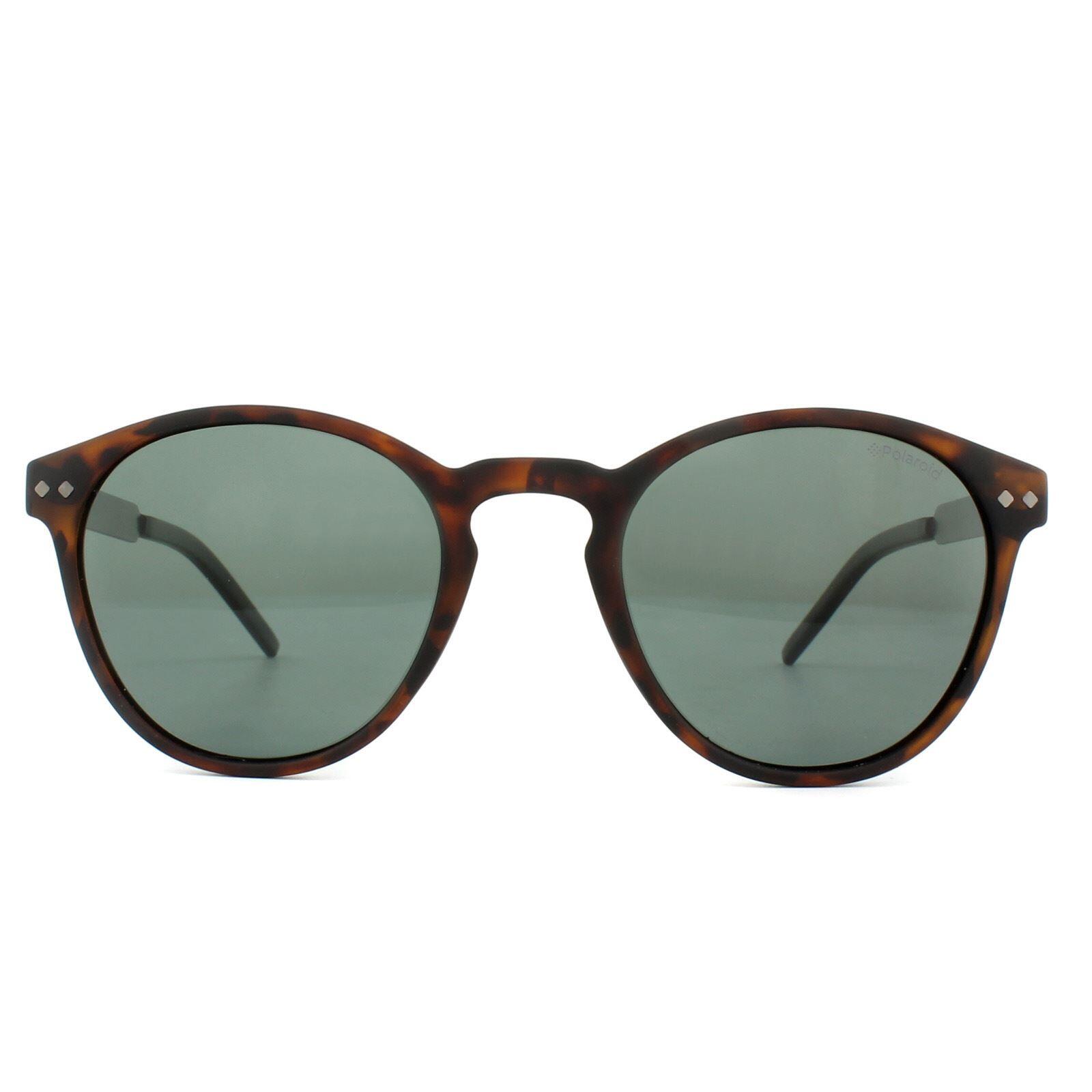 POLAROID Polaroid Round Unisex Matt Havana Green Polarized Sunglasses