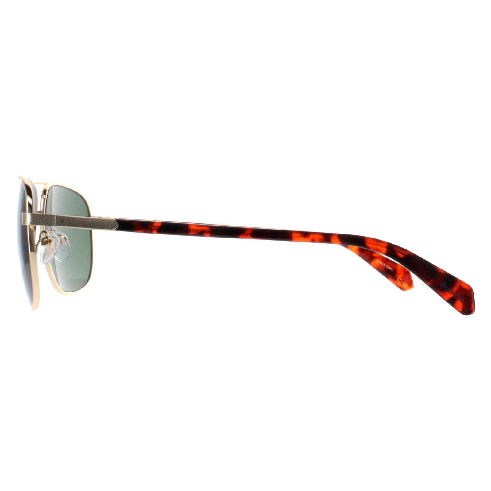 Polaroid Aviator Mens Gold Green Polarized PLD 2074/S/X 3/4