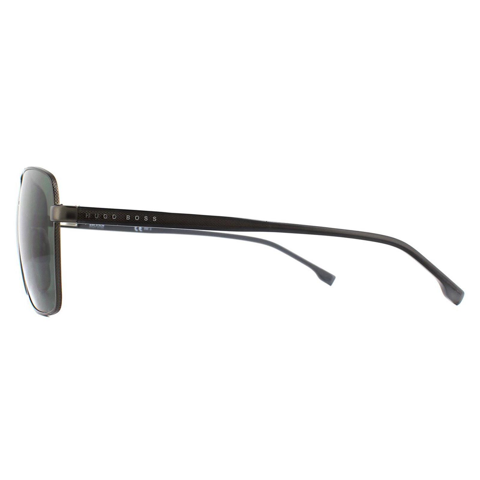 Hugo Boss Aviator Mens Matte Ruthenium Green Sunglasses 3/4