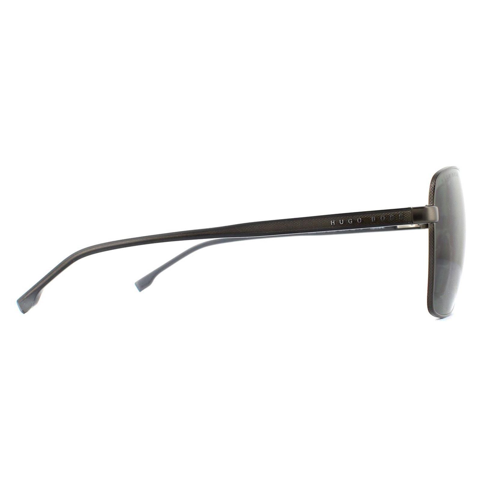 Hugo Boss Aviator Mens Matte Ruthenium Green Sunglasses 4/4