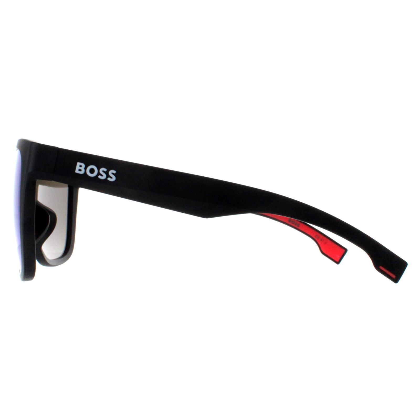 Hugo Boss Square Mens Matte Black Red Green Multilayer BOSS 1453/F/S 3/4