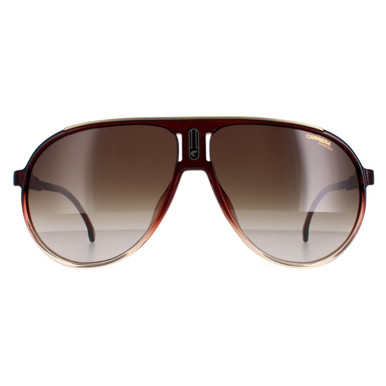 Carrera Aviator Mens Burgundy Shade Brown Gradient Sunglasses