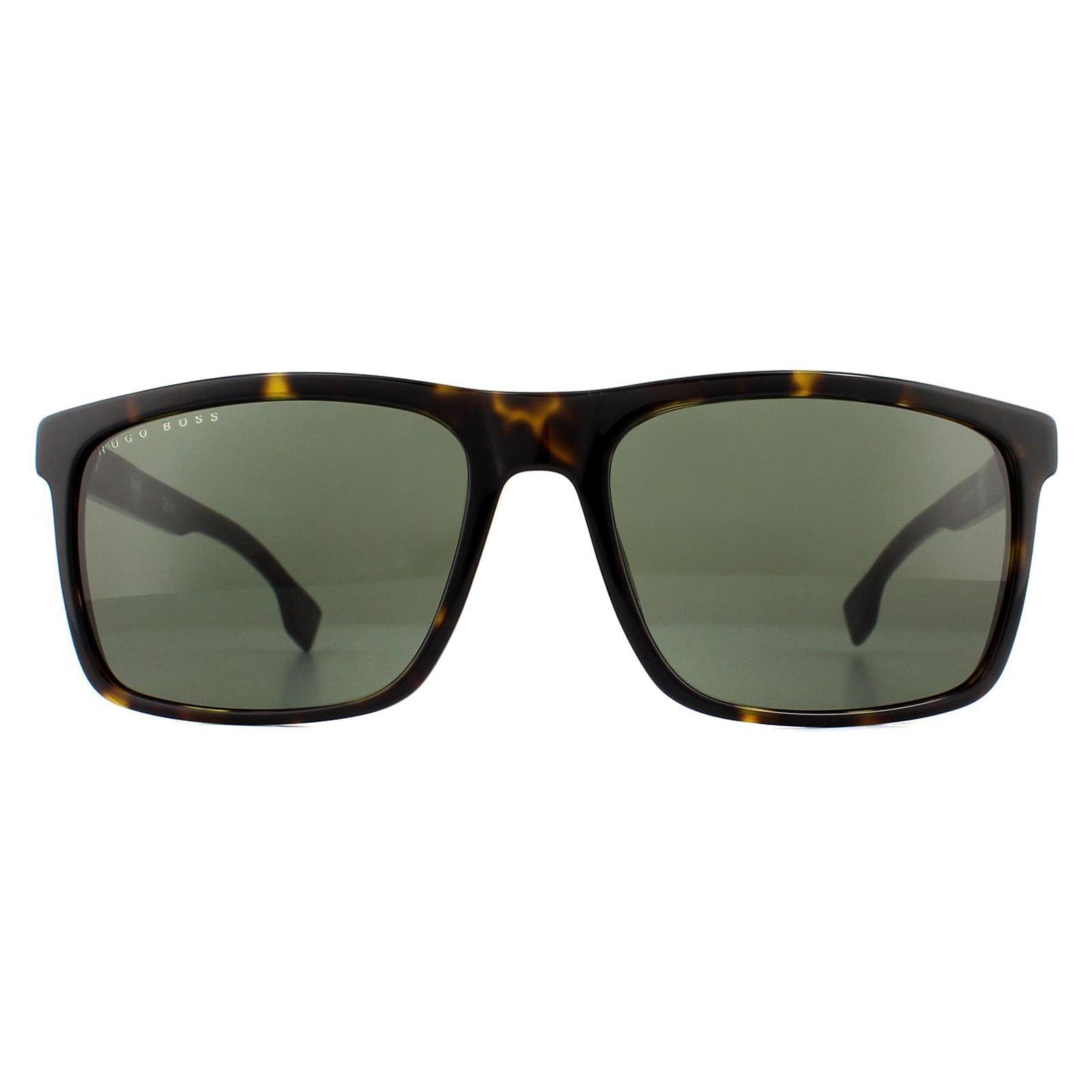 HUGO BOSS Hugo Boss Rectangle Mens Dark Havana Green Sunglasses