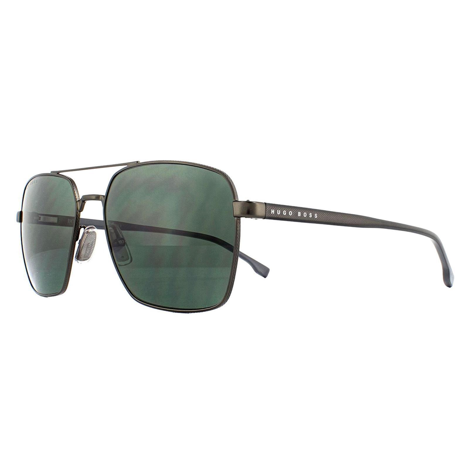 Hugo Boss Aviator Mens Matte Ruthenium Green Sunglasses 2/4