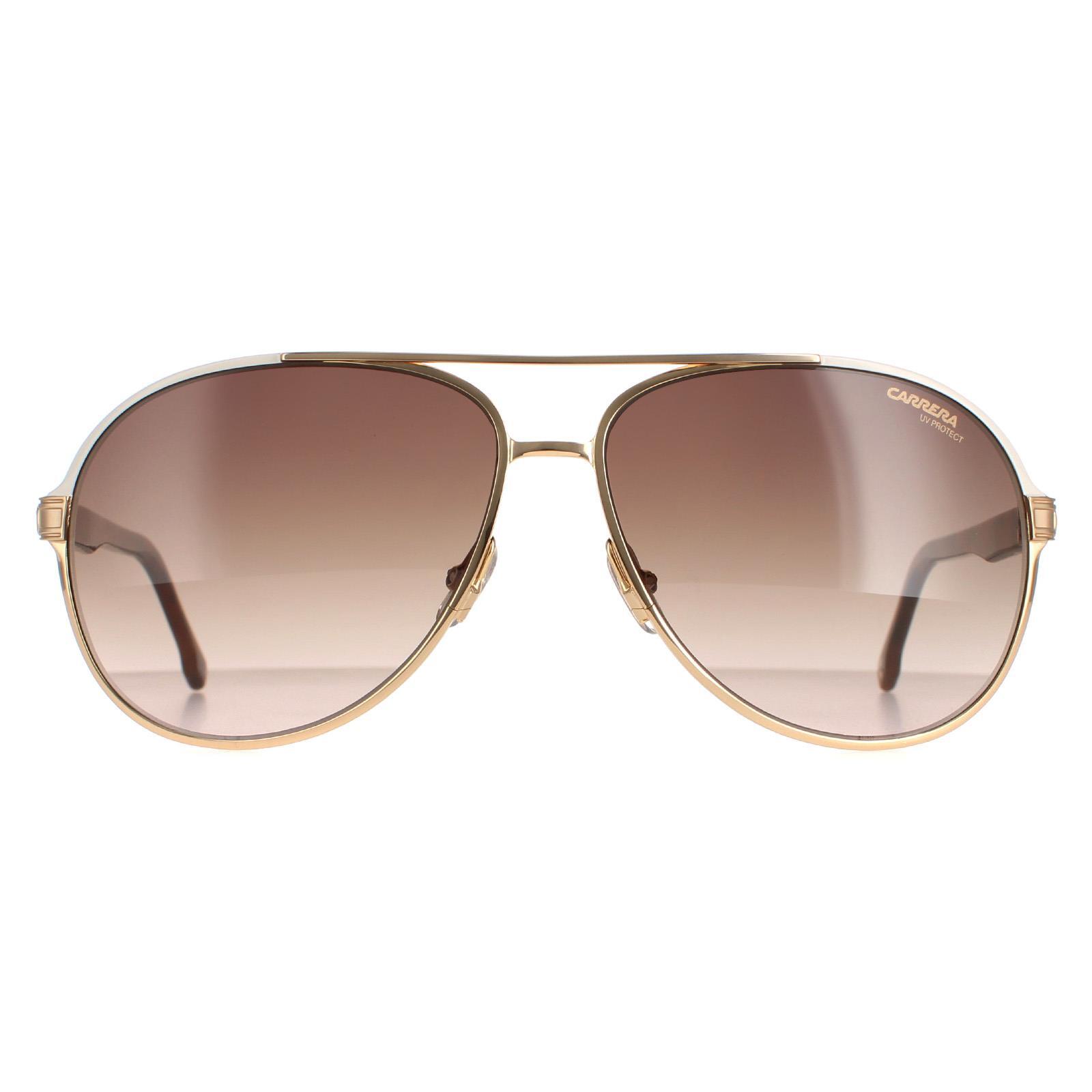 Carrera Aviator Unisex Gold Ivory Havana Brown Gradient Sunglasses