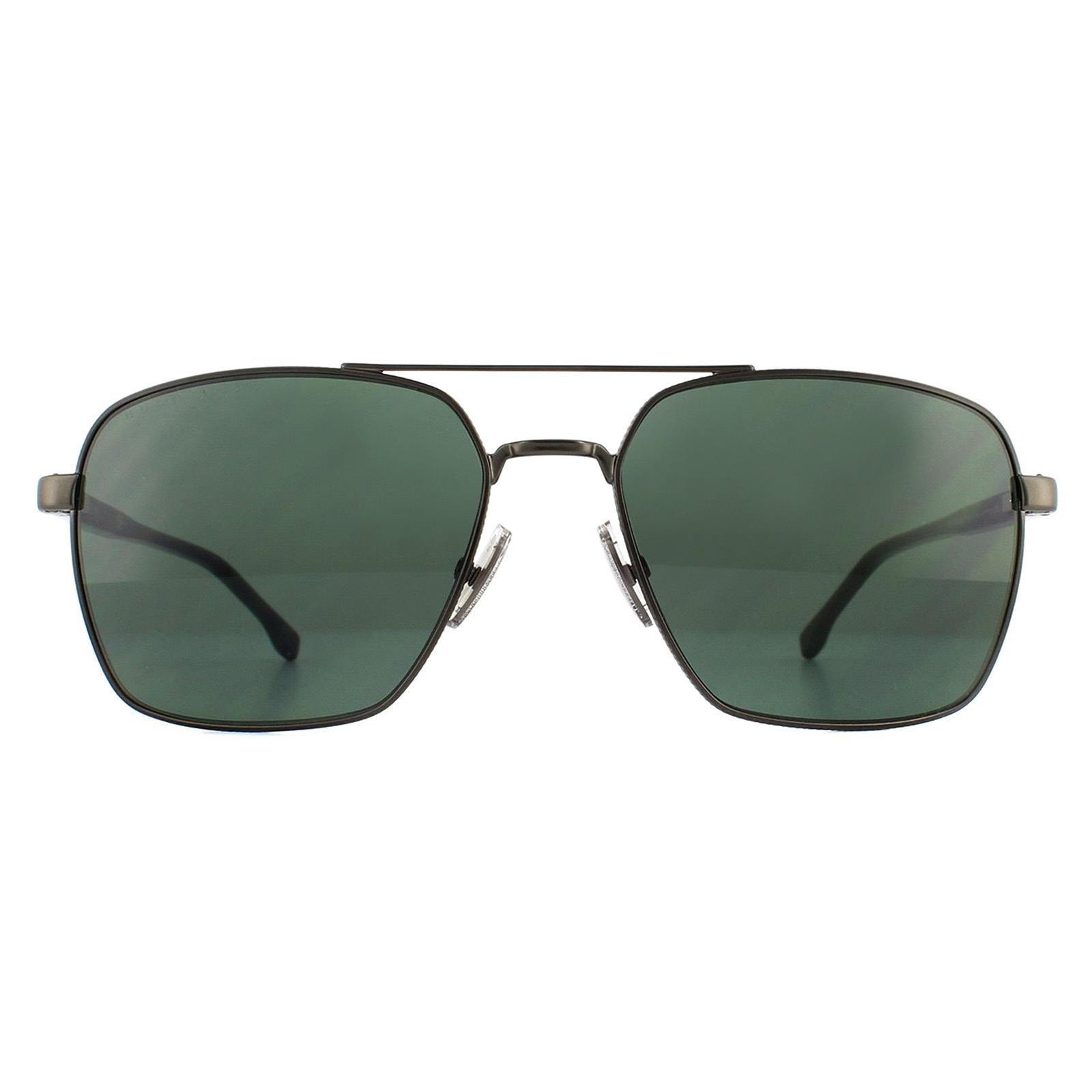 HUGO BOSS Hugo Boss Aviator Mens Matte Ruthenium Green Sunglasses