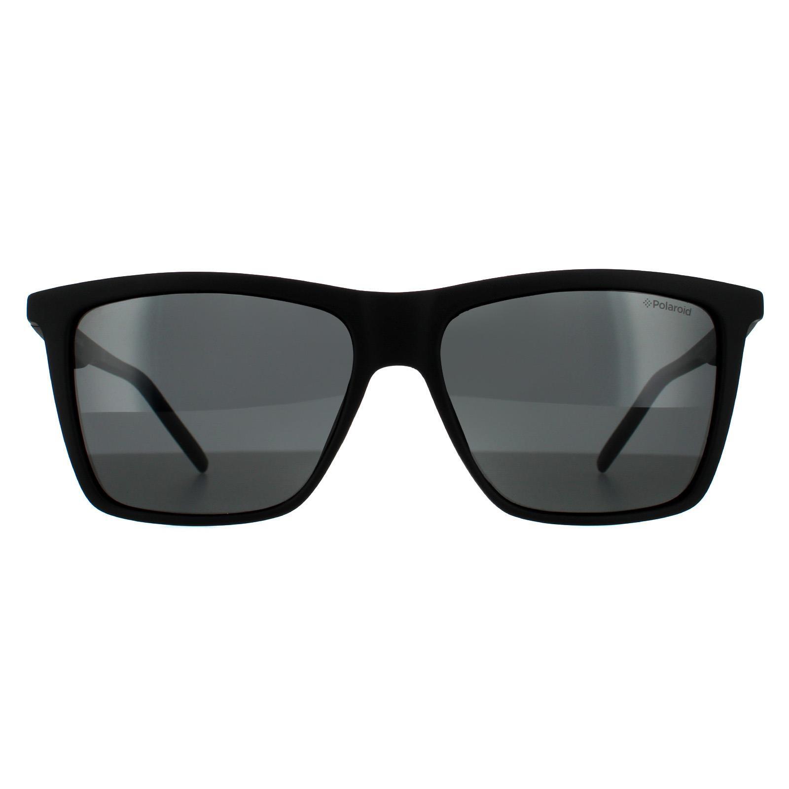 POLAROID Polaroid Rectangle Mens Black Grey Polarized Sunglasses