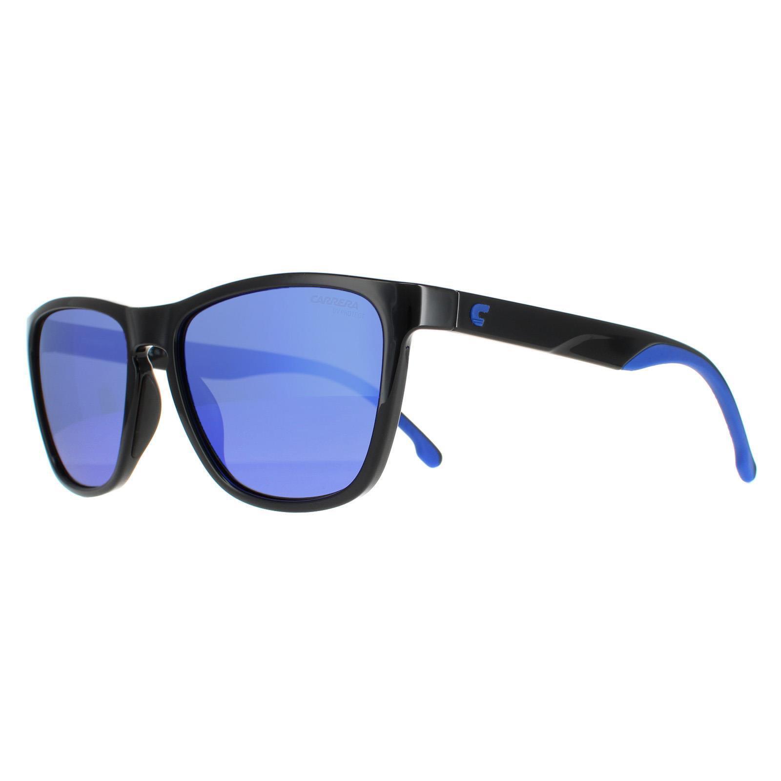 Carrera Square Unisex Black Blue Blue Mirror Sunglasses 2/4