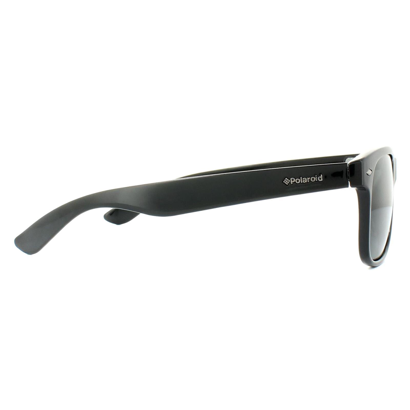 Polaroid Rectangle Unisex Shiny Black Grey Polarized Sunglasses 4/4