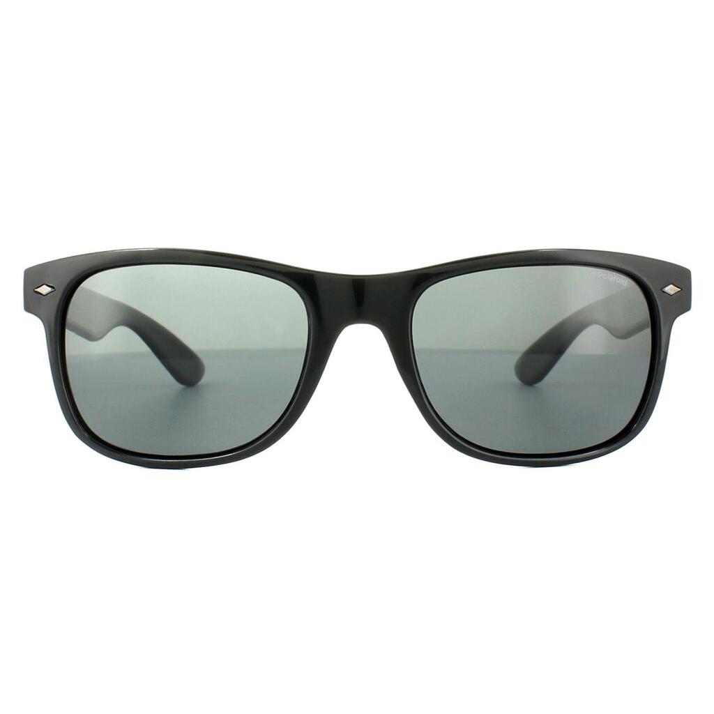 Polaroid Rectangle Unisex Shiny Black Grey Polarized Sunglasses