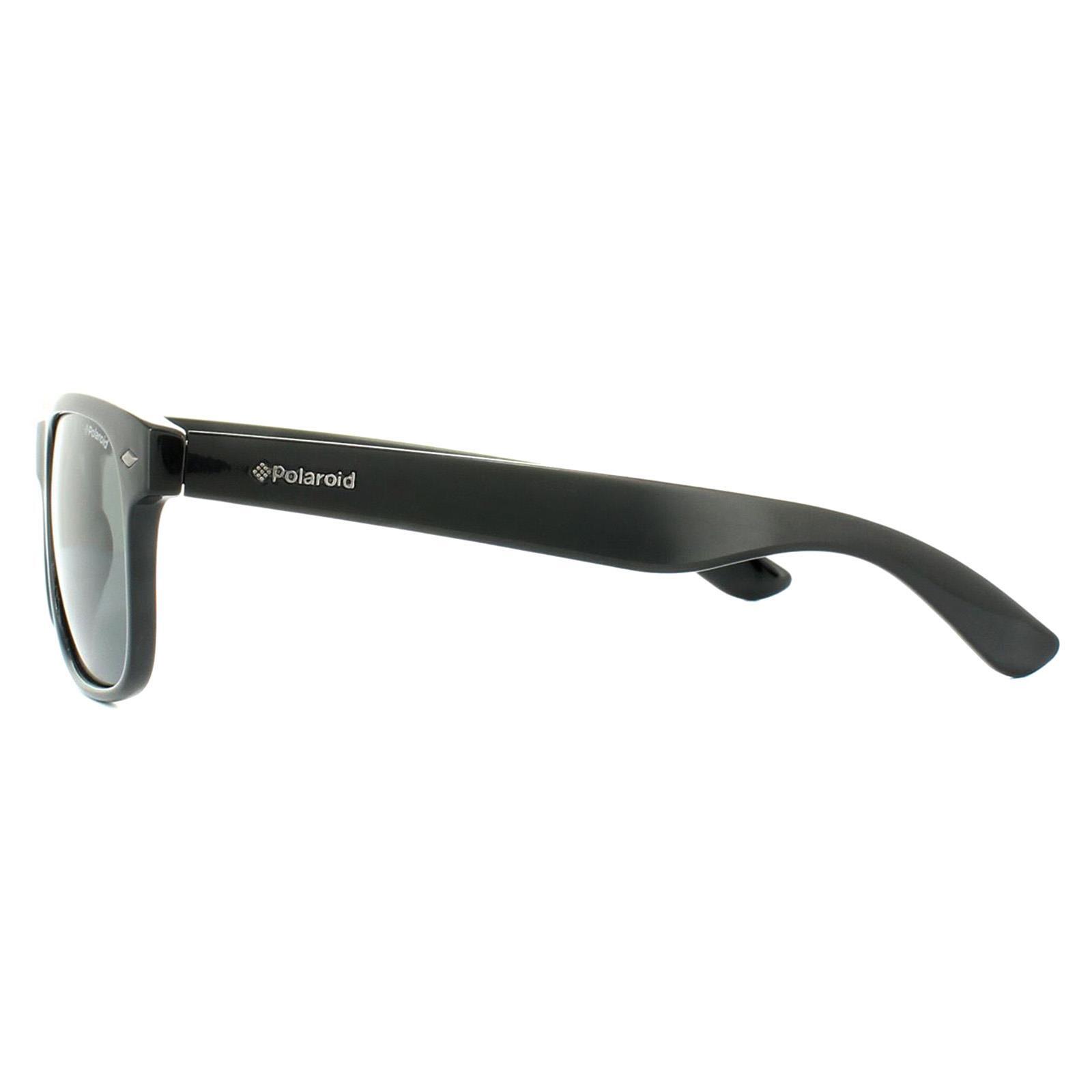 Polaroid Rectangle Unisex Shiny Black Grey Polarized Sunglasses 3/4