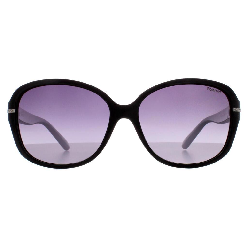 Polaroid Butterfly Womens Black Grey Gradient Polarized Sunglasses