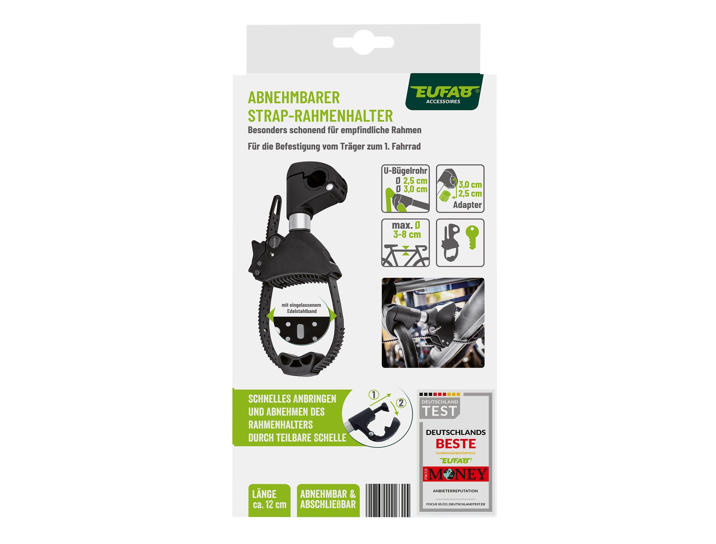 PORTE-VÉLO EUFAB: FIXE-CADRE COURT AMOVIBLE Ø 25 + 30 MM ANTIVOL AVEC COLLIER DE 6/6