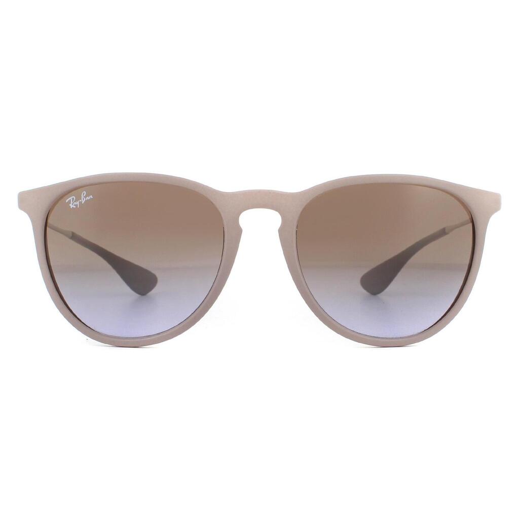 Ray-Ban Round Womens Dark Rubber Sand Brown Gradient Sunglasses