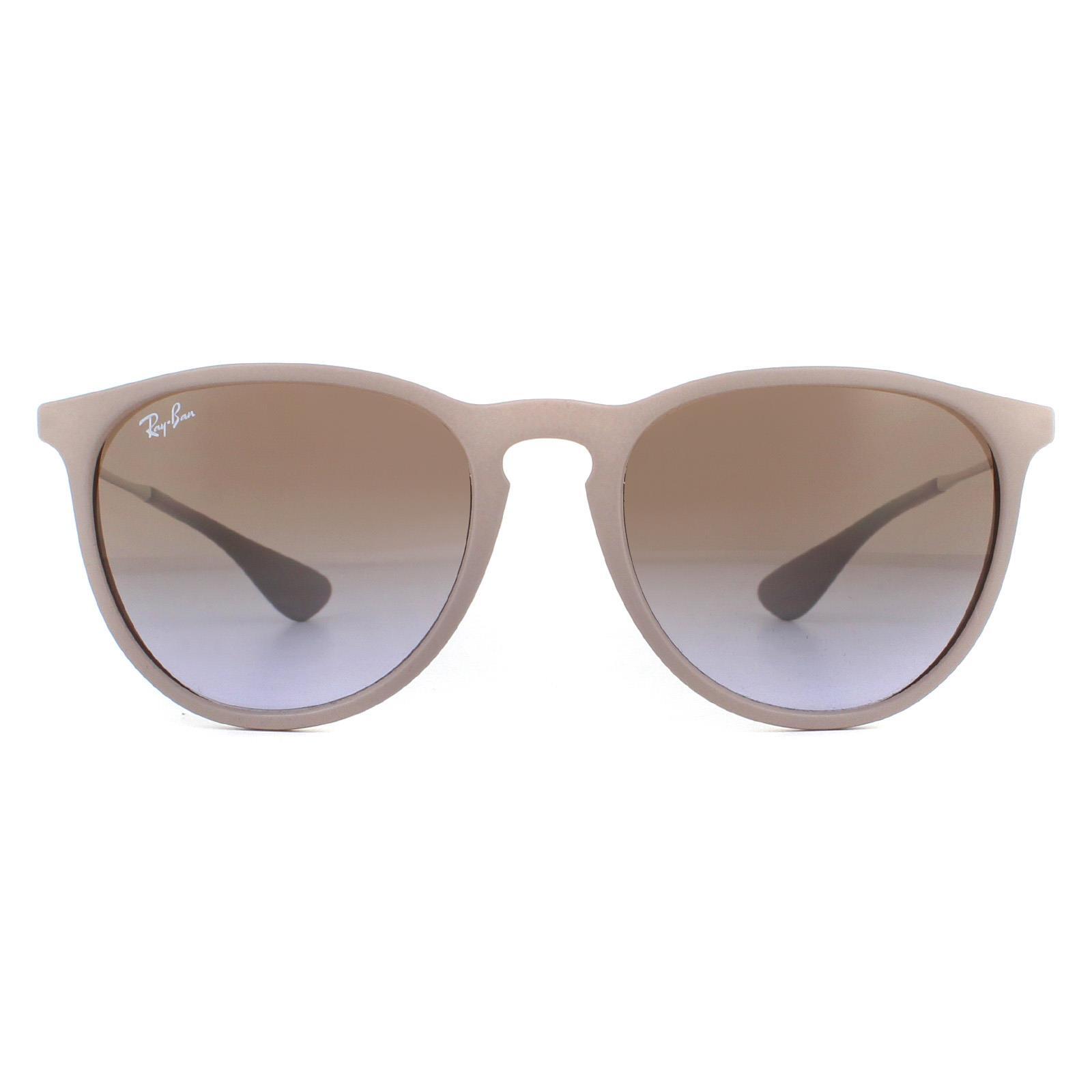 RAY-BAN Ray-Ban Round Womens Dark Rubber Sand Brown Gradient Sunglasses
