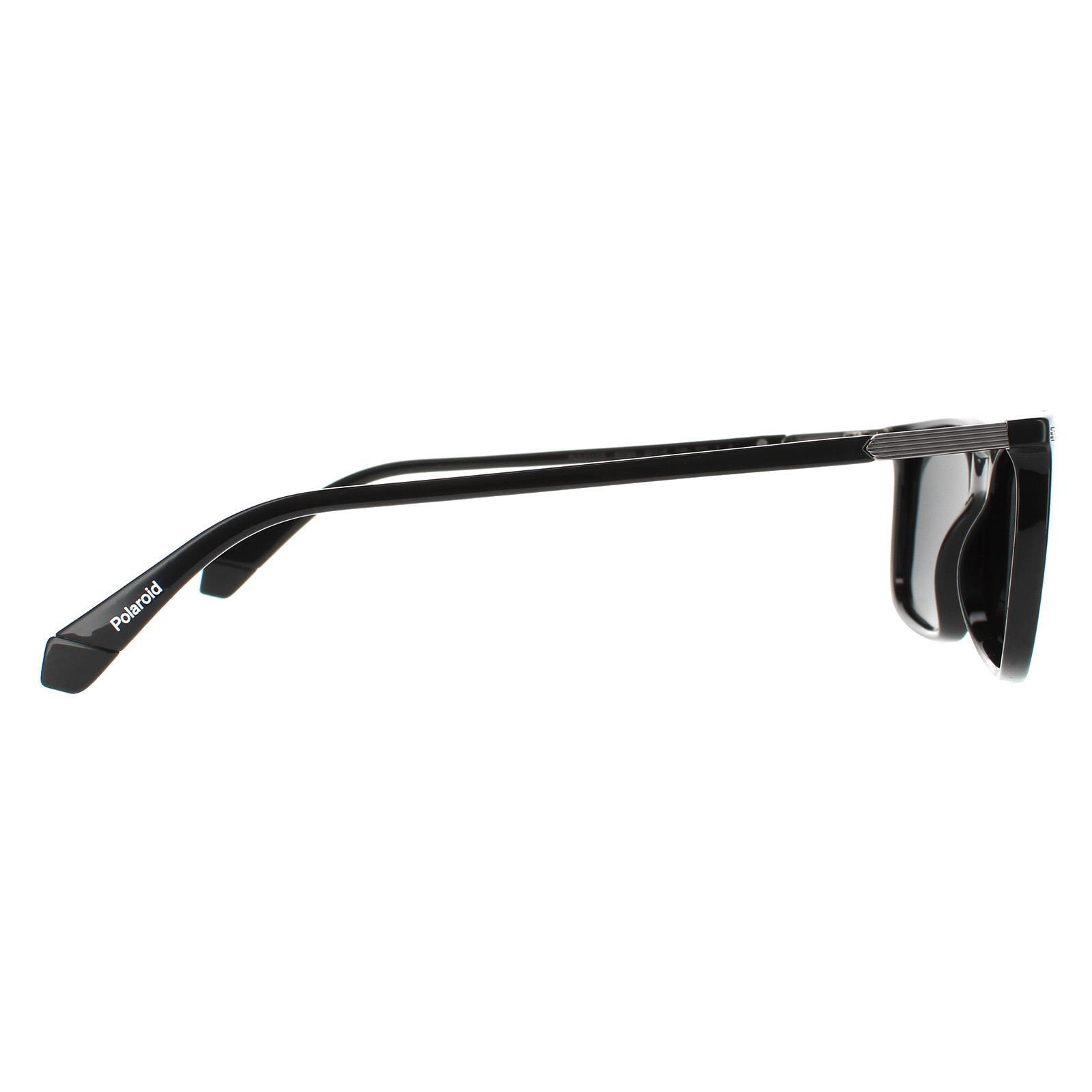 Polaroid Rectangle Mens Black Grey Polarized Sunglasses 4/4
