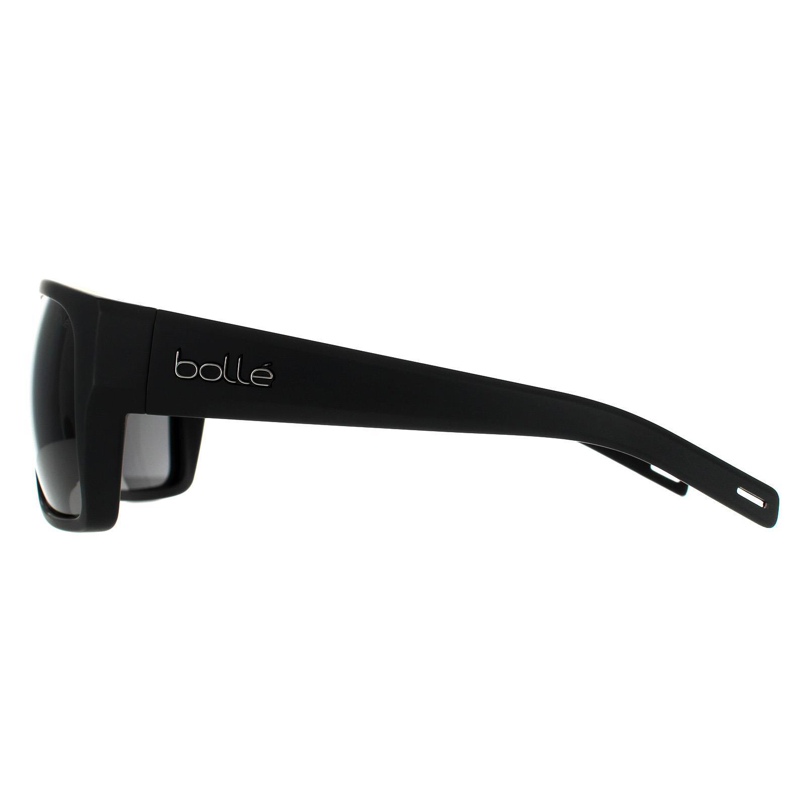 Bolle Square Mens Matte Black TNS Grey Polarized Sunglasses 3/4