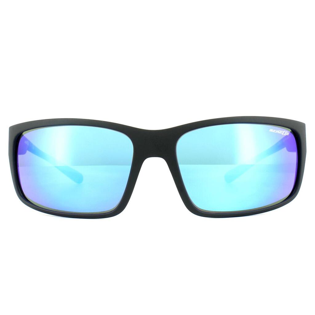 Arnette Wrap Mens Matt Black Blue Mirror Sunglasses