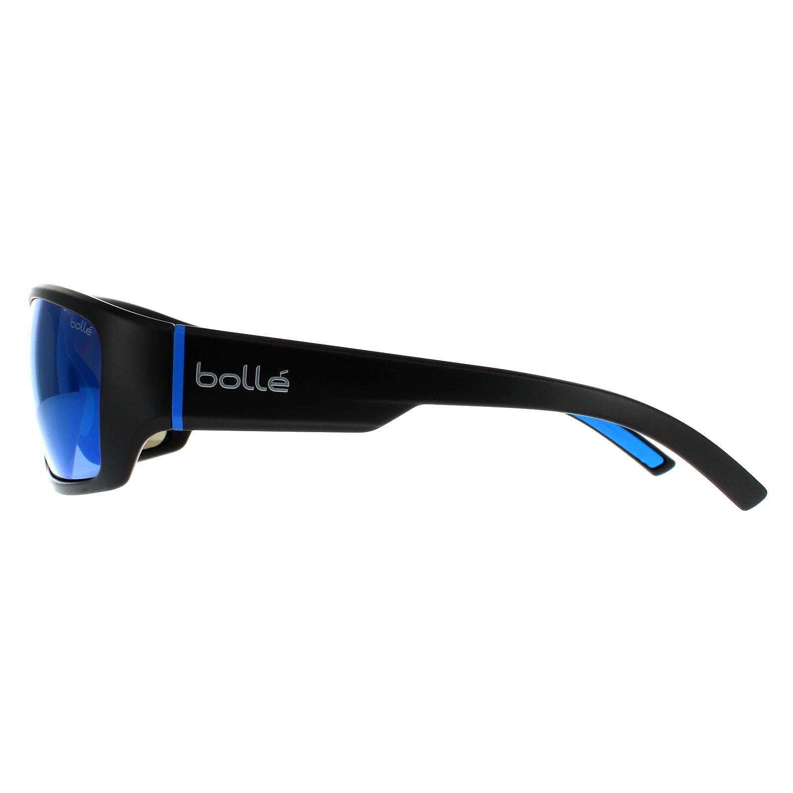 Bolle Wrap Unisex Matte Black and Blue Blue Mirror Sunglasses 3/4