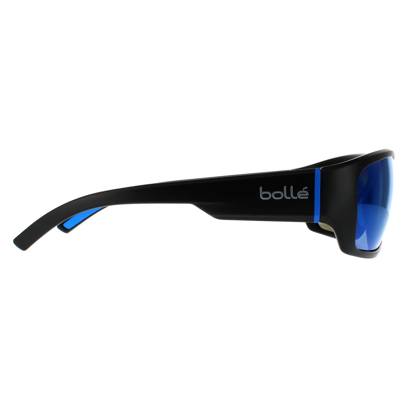 Bolle Wrap Unisex Matte Black and Blue Blue Mirror Sunglasses 4/4