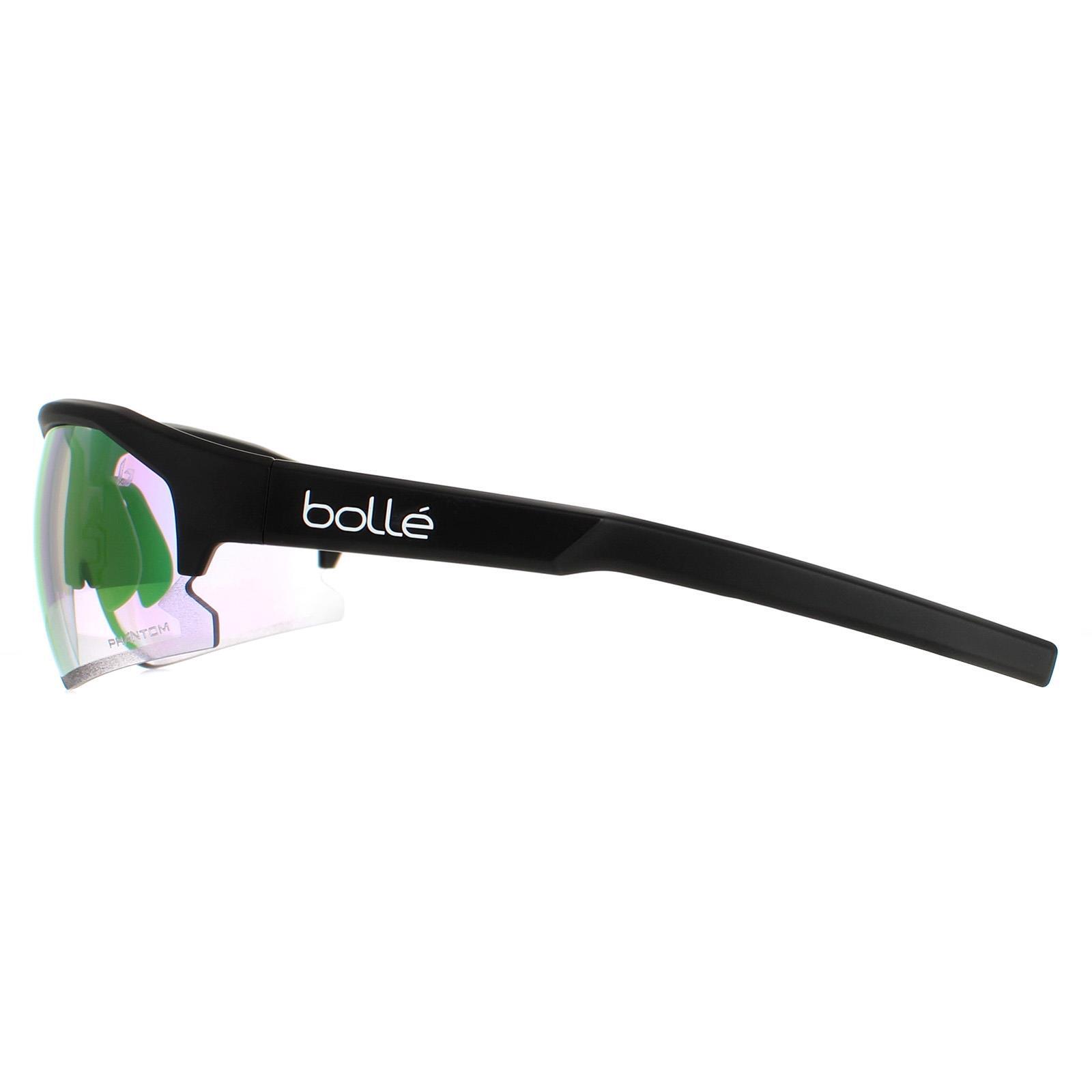 Bolle SemiRimless Unisex Matte Black Phantom Clear Green Sunglasses 3/4