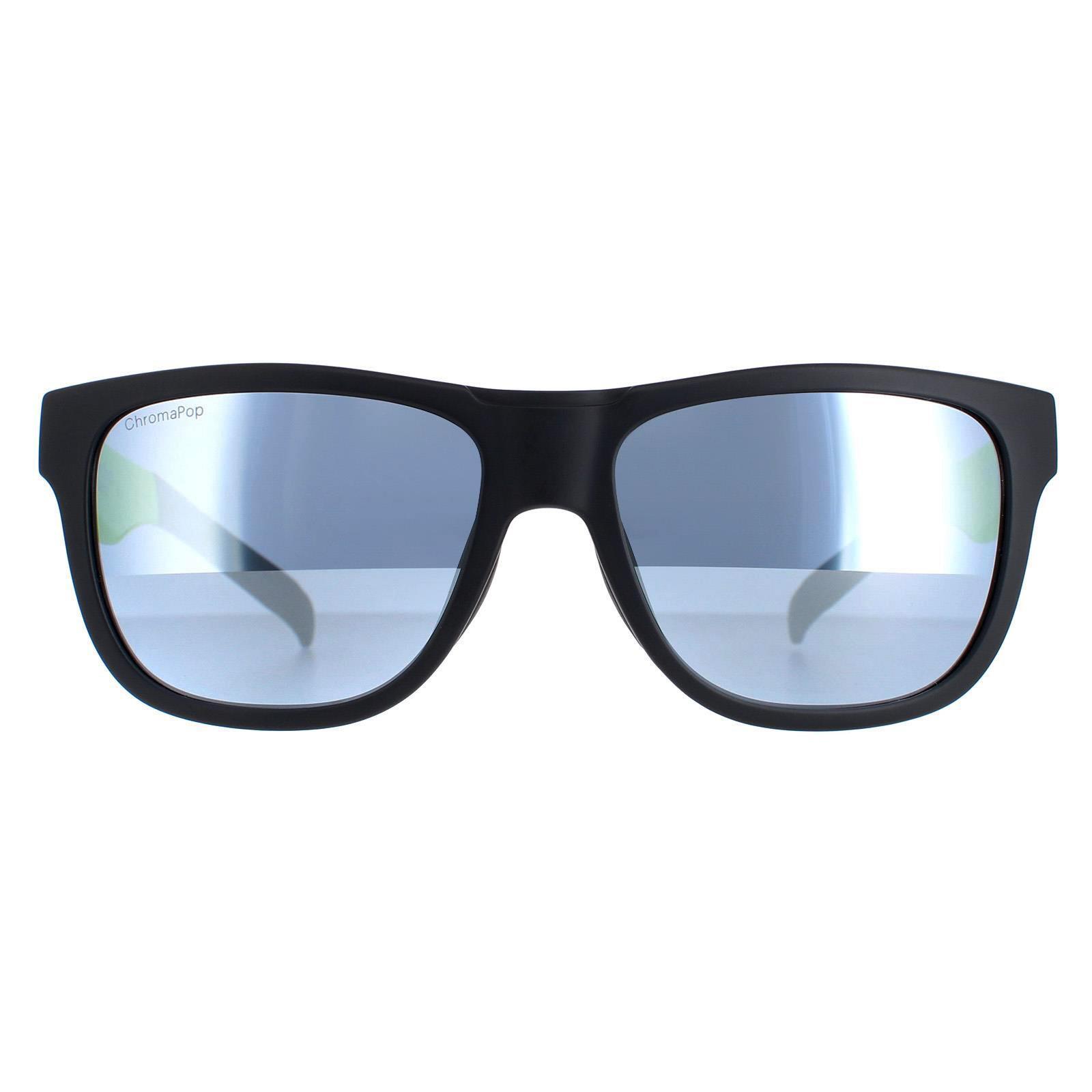 SMITH Smith Square Mens Matte Black Yellow Chromapop Silver Mirror Sunglasses