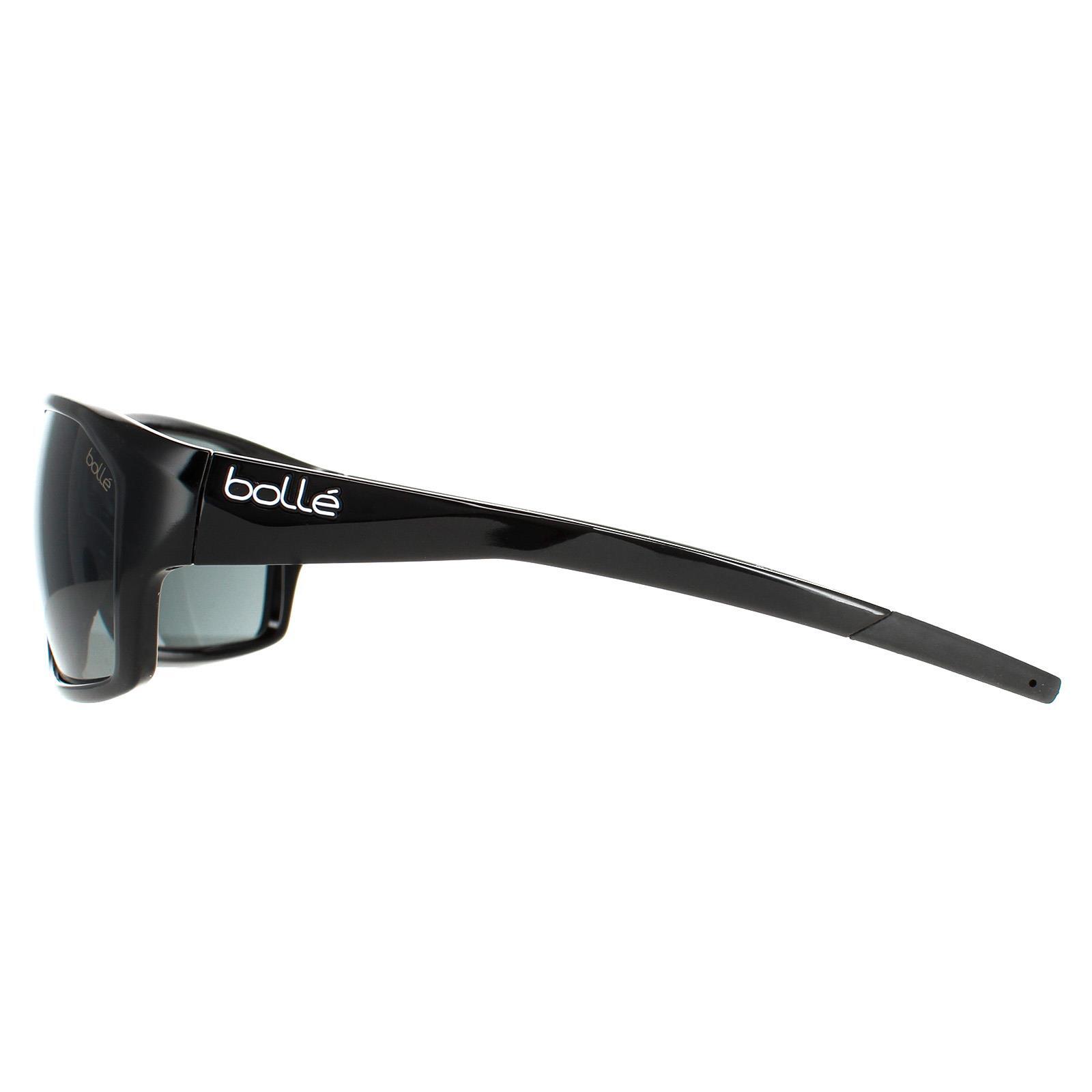Bolle Wrap Unisex Shiny Black TNS Grey Sunglasses 3/4