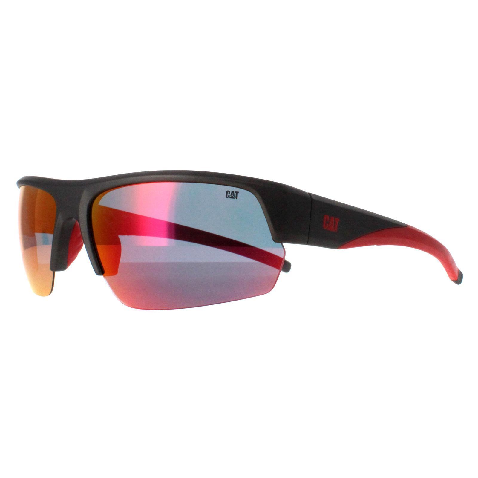 Caterpillar Semi Rimless Mens Matte Metallic Grey Red Mirror Polarized CTS-8022 2/4