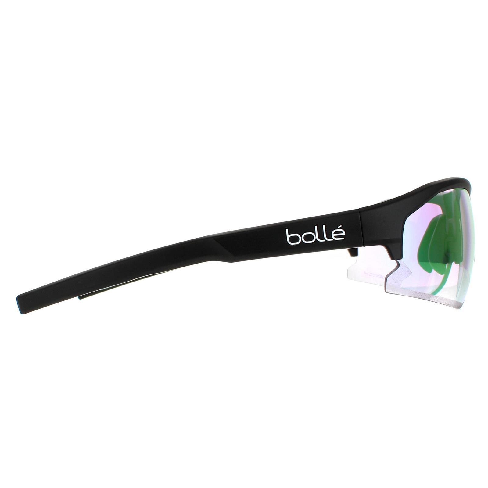 Bolle SemiRimless Unisex Matte Black Phantom Clear Green Sunglasses 4/4