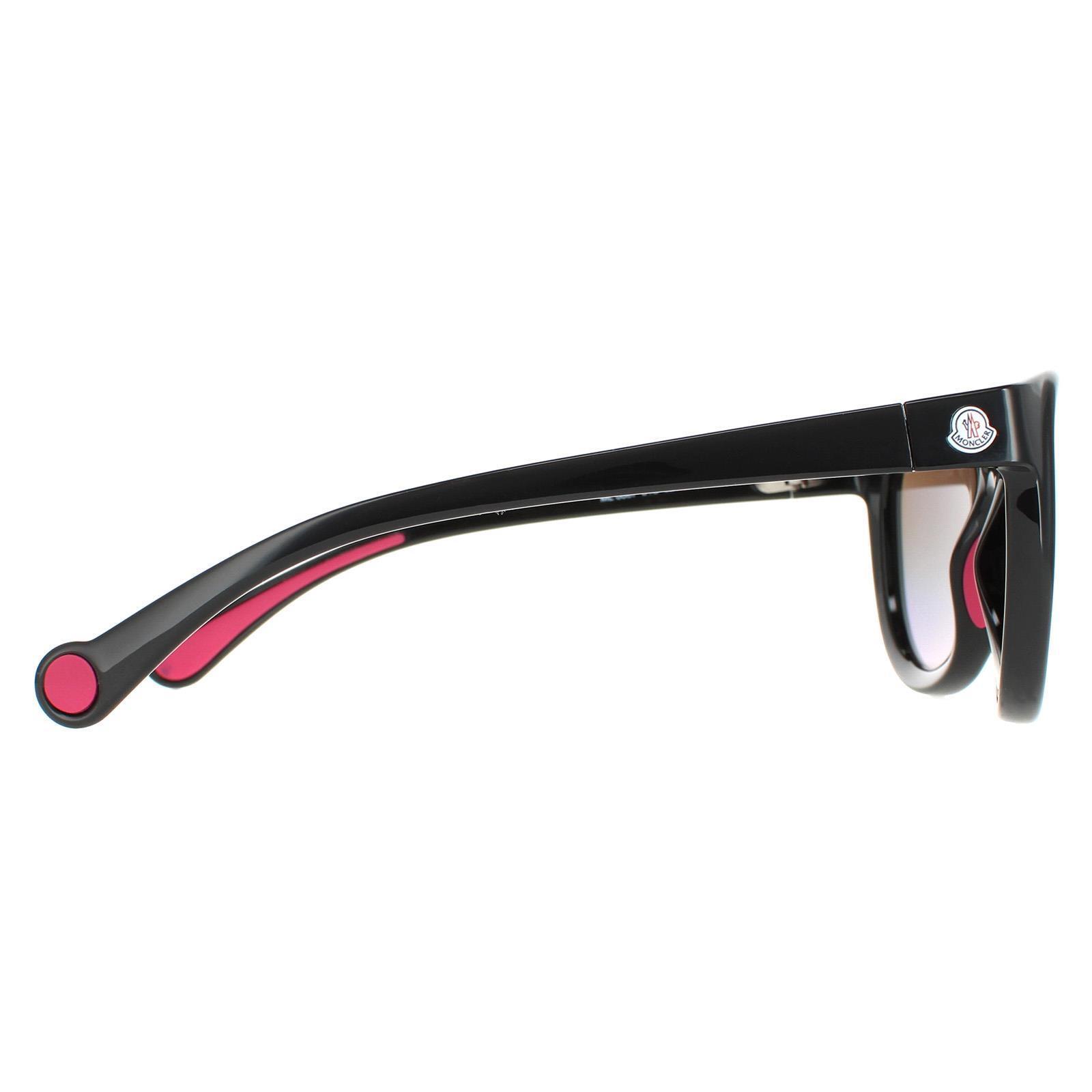 Moncler Round Unisex Shiny Black Smoke Mirror Sunglasses 4/4