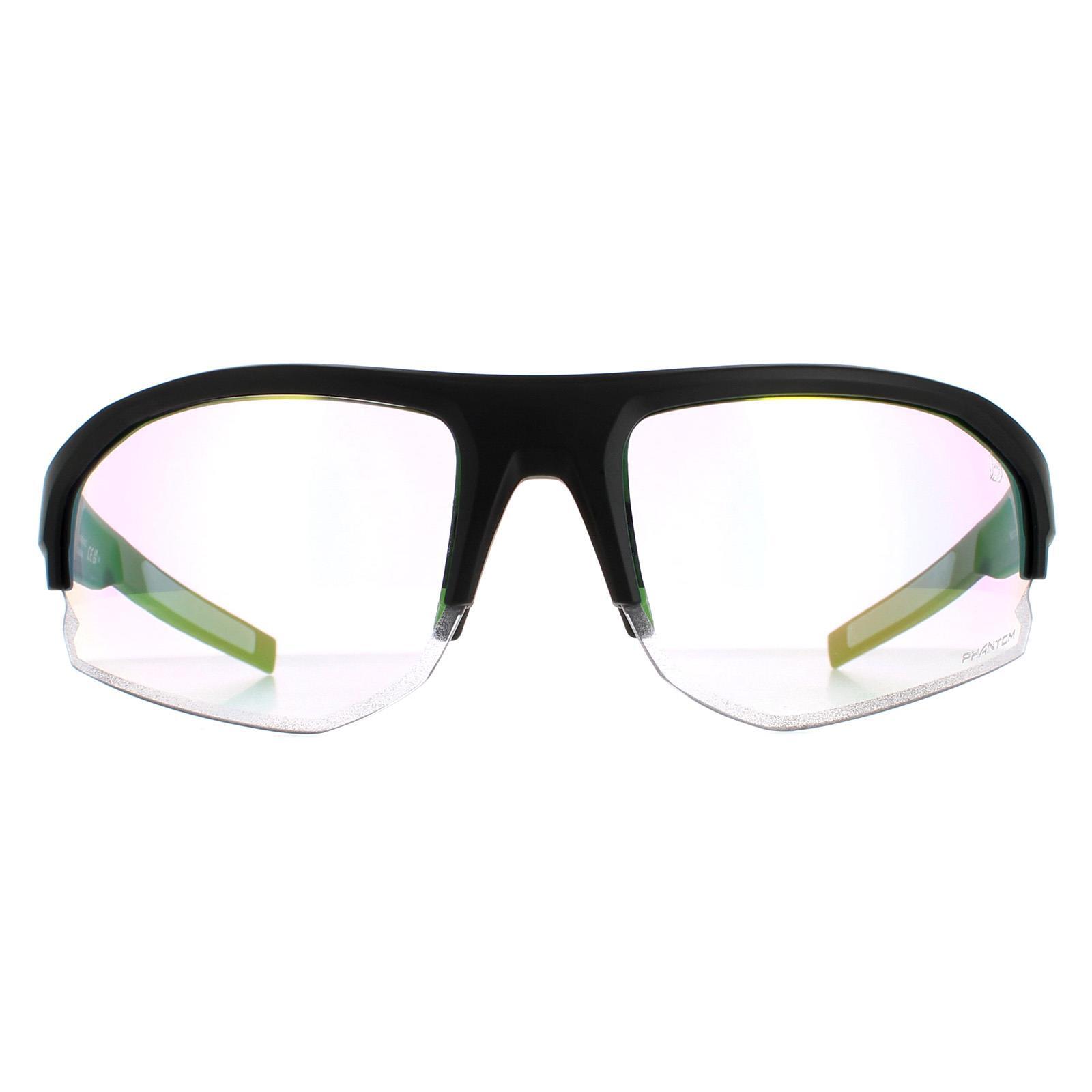 Bolle SemiRimless Unisex Matte Black Phantom Clear Green Sunglasses 1/4