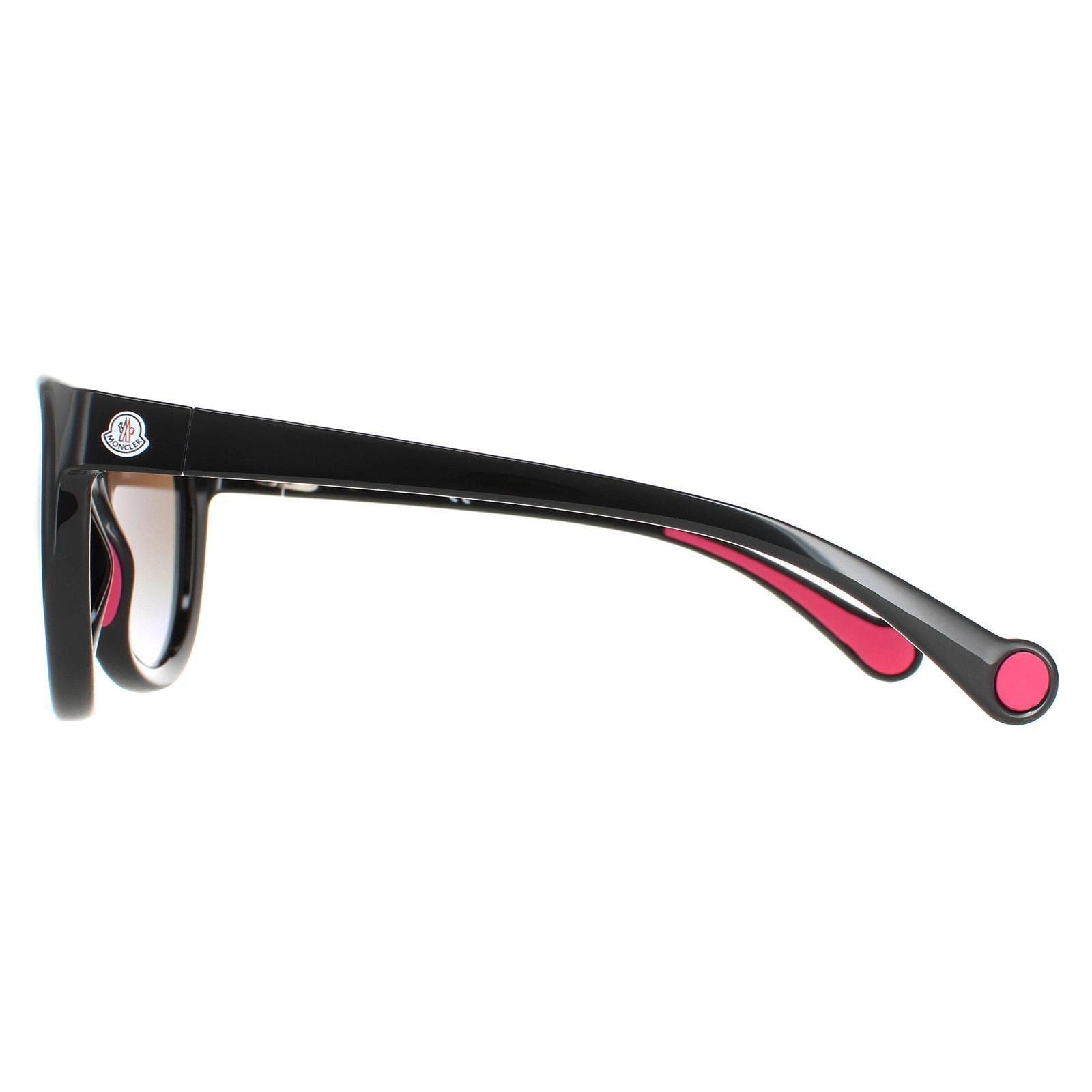 Moncler Round Unisex Shiny Black Smoke Mirror Sunglasses 3/4