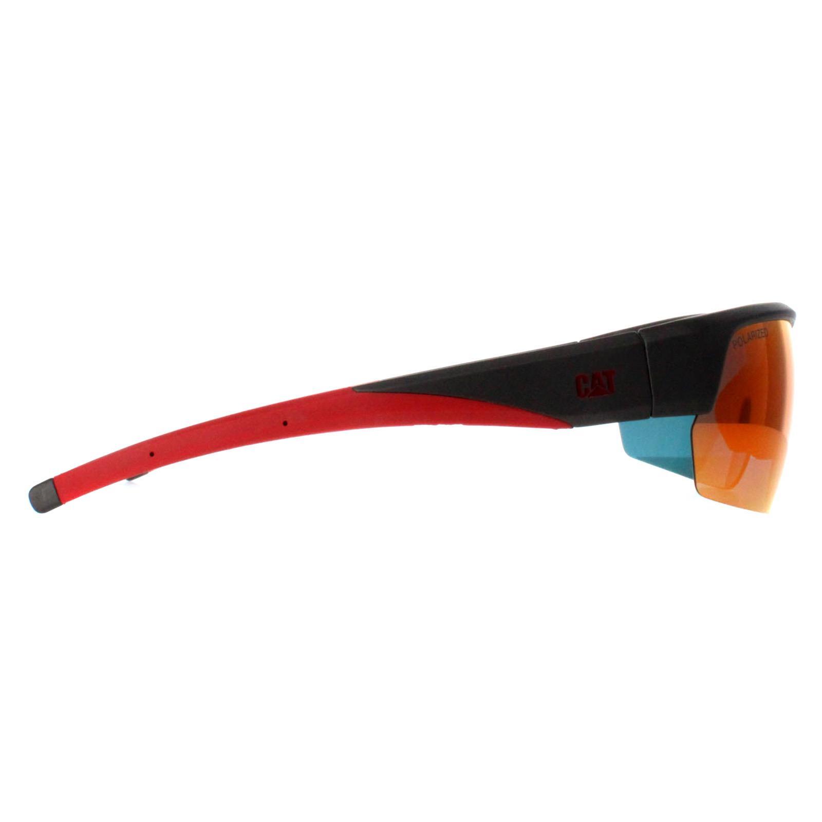 Caterpillar Semi Rimless Mens Matte Metallic Grey Red Mirror Polarized CTS-8022 4/4